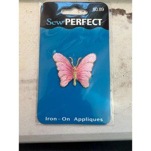 Sew Perfect Appliques Pink Gold Butterfly 1.5"  NEW